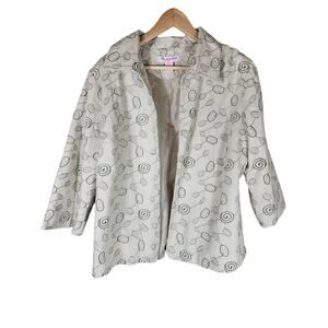 LILY STANHOPE Women's Tan Embroidered 3/4 Sleeve Retro Open Front Jacket SZ 1X